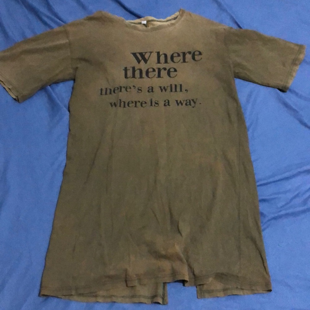Long imitation green short-sleeved T-shirt dress